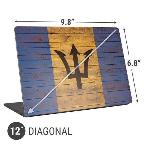 Barbados Flag Dark Wood Universal Laptop 12in (9.8 x 6.8in) Skin